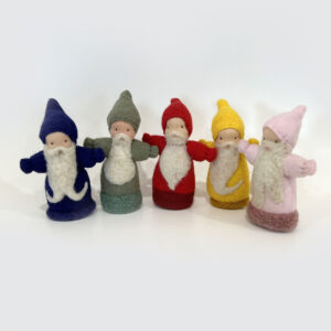 4" Gnomes - Multi - Colored w/ Felted Beards & Flannel Bodies - Set of 5